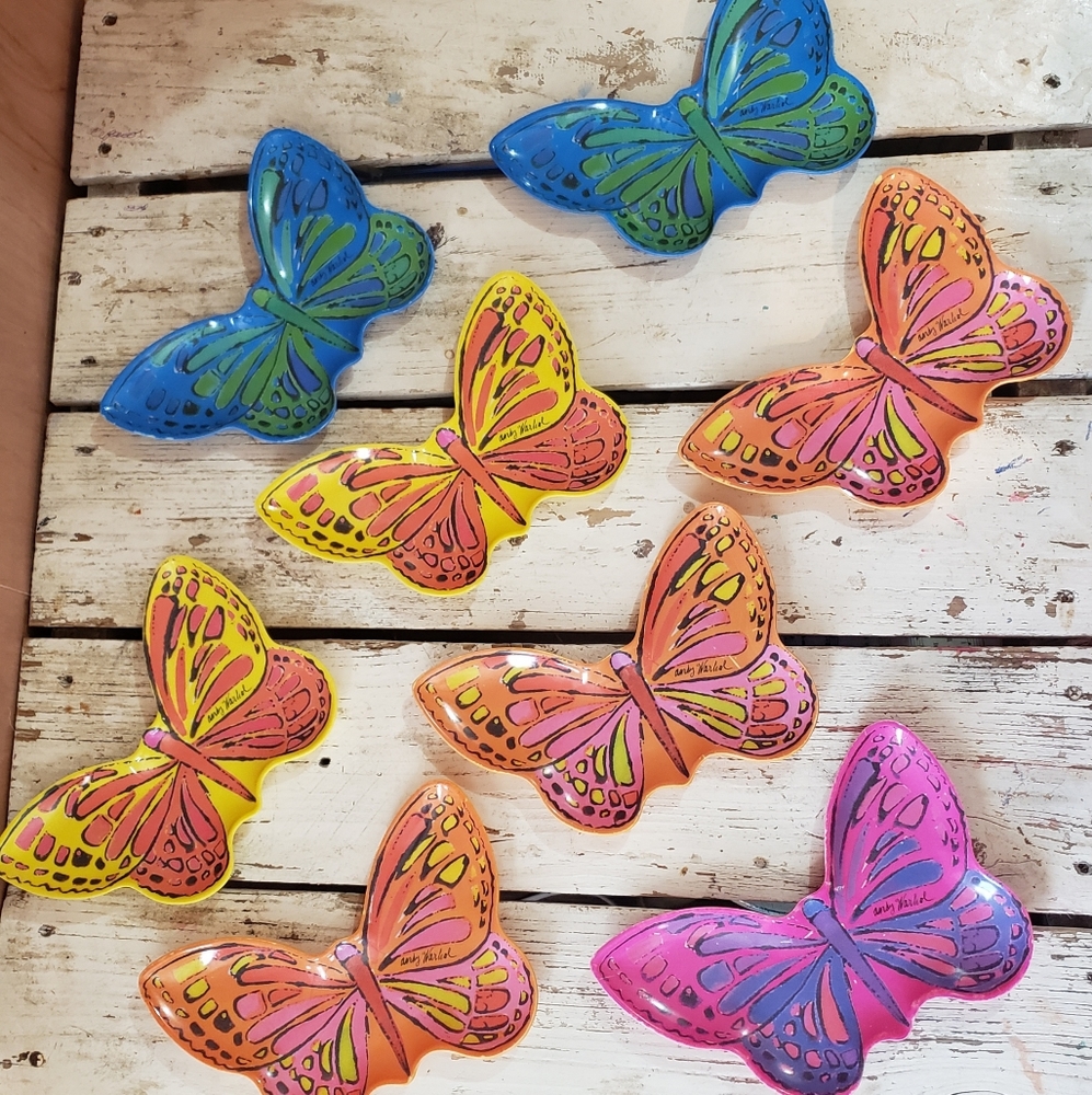 Set of 8 RARE VINTAGE ANDY WARHOL Butterfly Plates